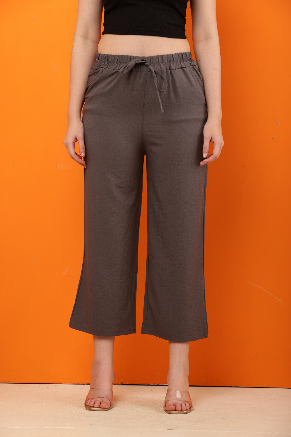 Elegant High-Waisted Wide-Leg Trousers – Korean Fashion for Women