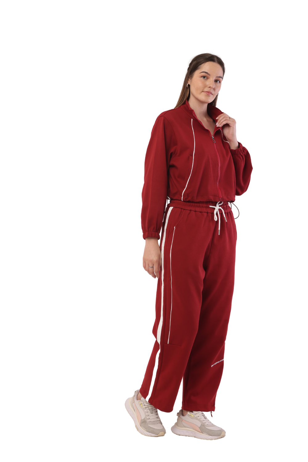 Trendy Korean Fashion Women's Tracksuit – Cropped Zip-Up & Joggers
