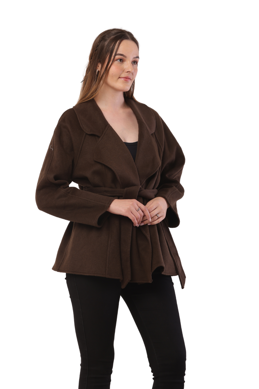 Korean Fashion Wool Belted Coat – Elegant Women's Winter Jacket