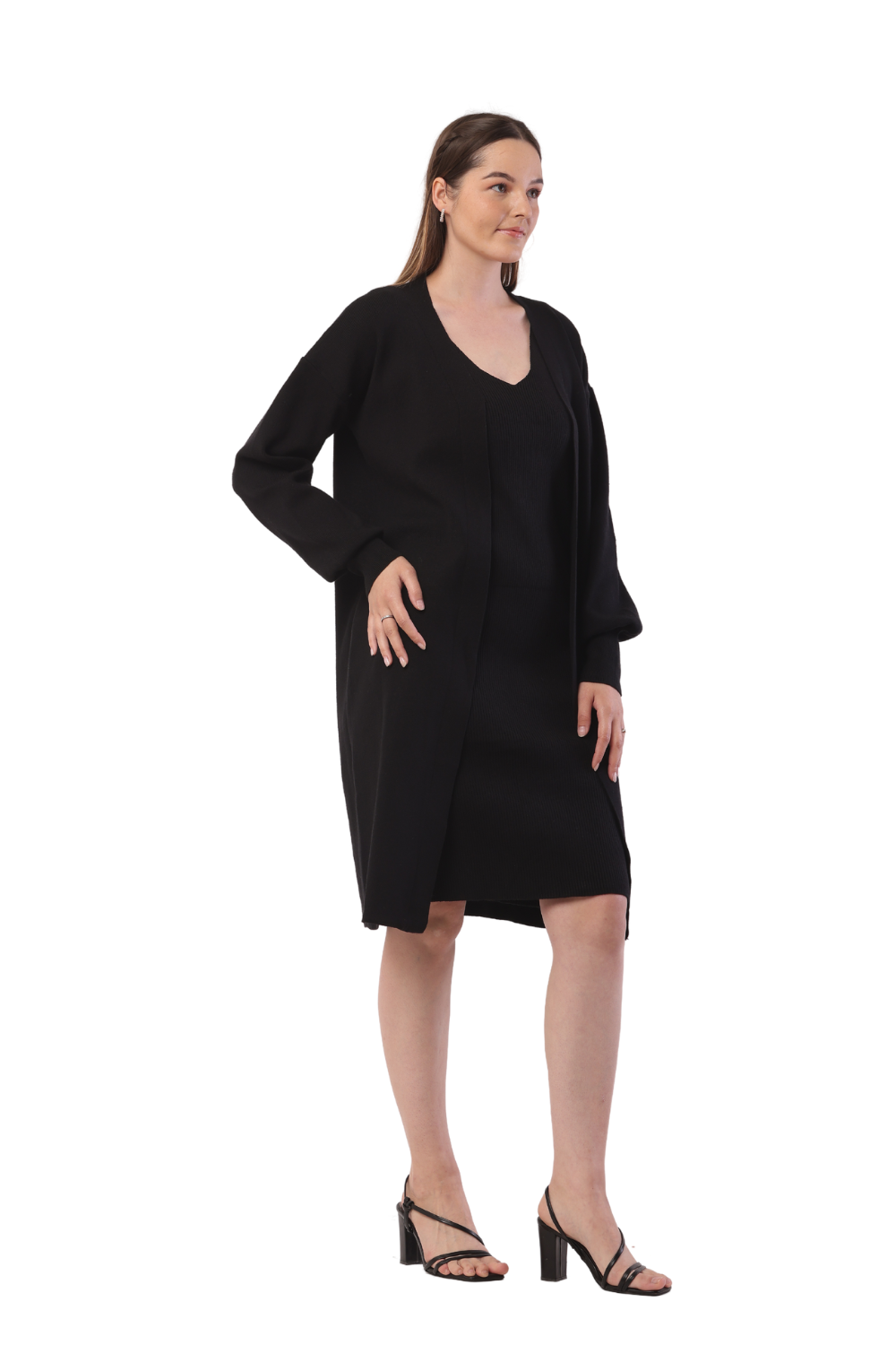 Korean-Inspired Knit Cardigan & Dress Set – Chic & Cozy Fashion