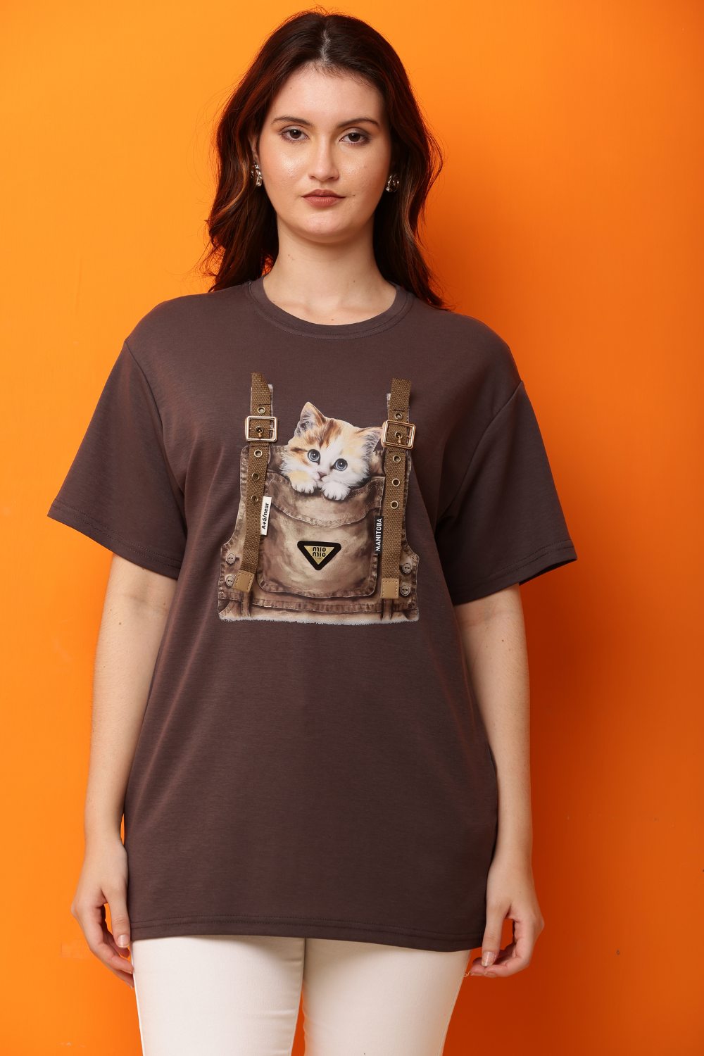 Korean Fashion Women’s Cat Printed T-shirt | Cute Korean T-shirt for Women