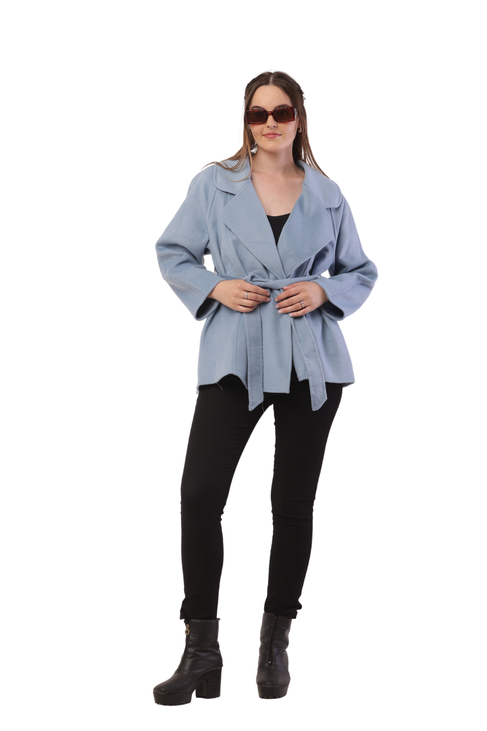 Korean Fashion Wool Belted Coat – Elegant Women's Winter Jacket