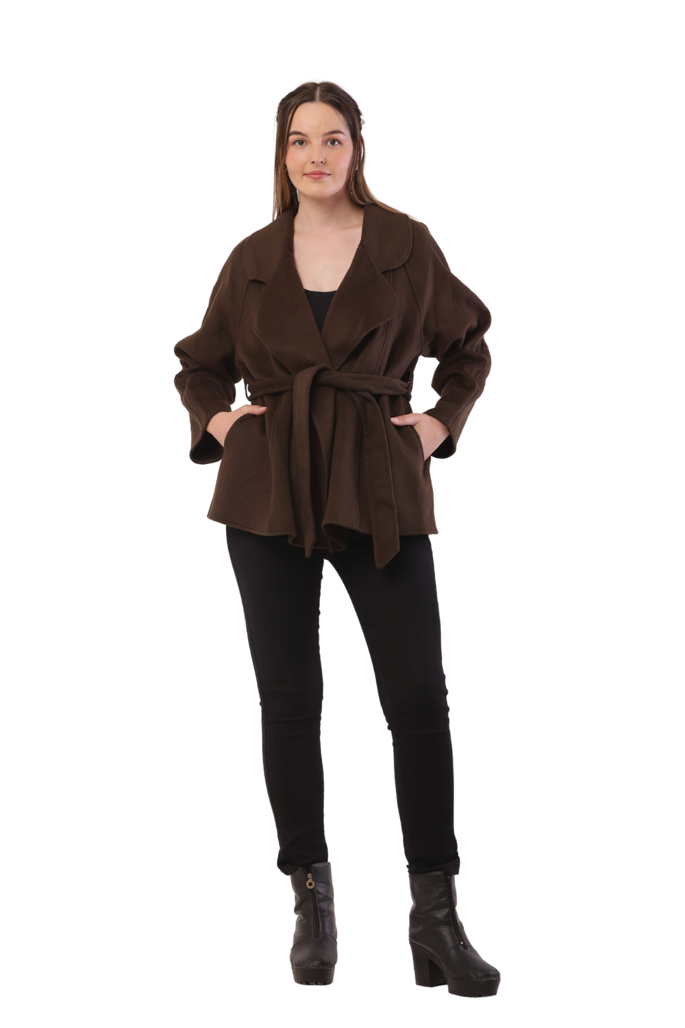 Korean Fashion Wool Belted Coat – Elegant Women's Winter Jacket