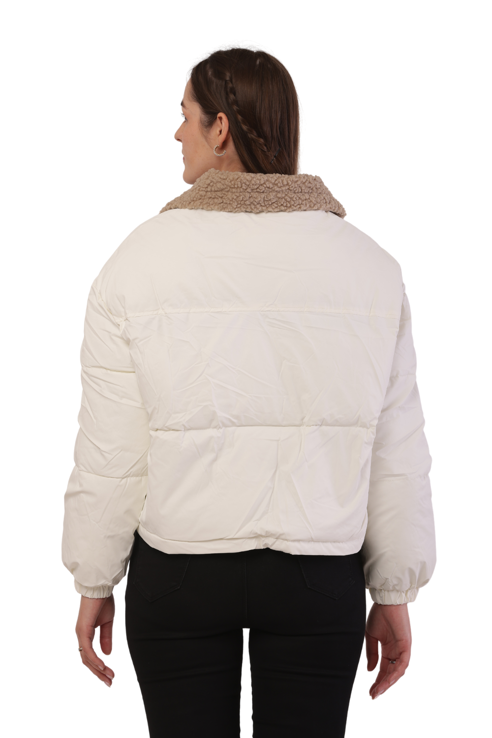 Trendy Puffer Jacket with Shearling Collar – Korean Fashion