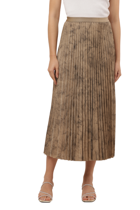 Korean Style Pleated Midi Skirt Free Size for Women – Elegant Tie-Dye Look