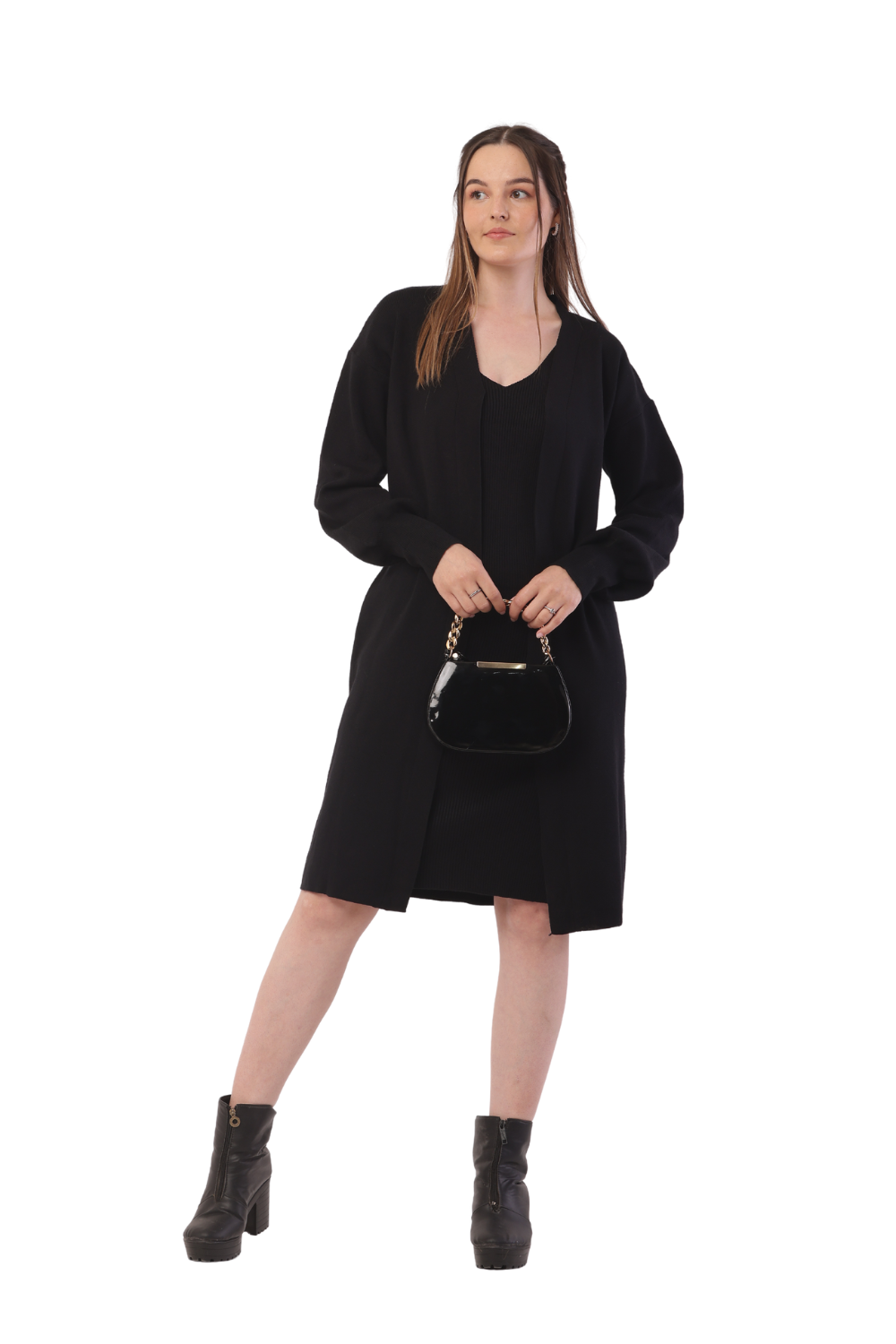 Korean-Inspired Knit Cardigan & Dress Set – Chic & Cozy Fashion