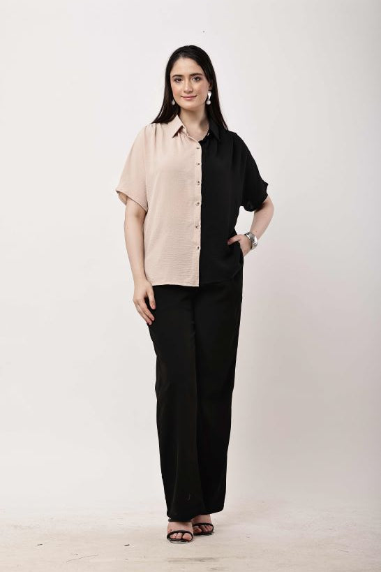 Women Dual Tone Pink Coral Shirt Casual Stylish Top