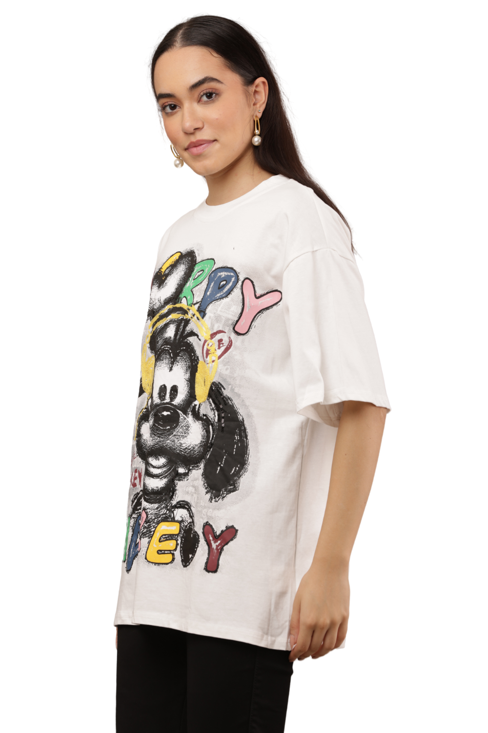 Oversized Cartoon Print Korean T-Shirt Free Size – Trendy Korean Clothes & Fashion