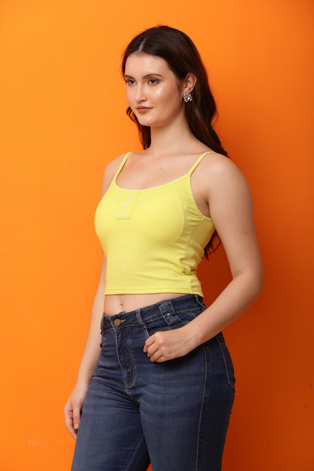 Ribbed Korean Spaghetti Strap Crop Top
