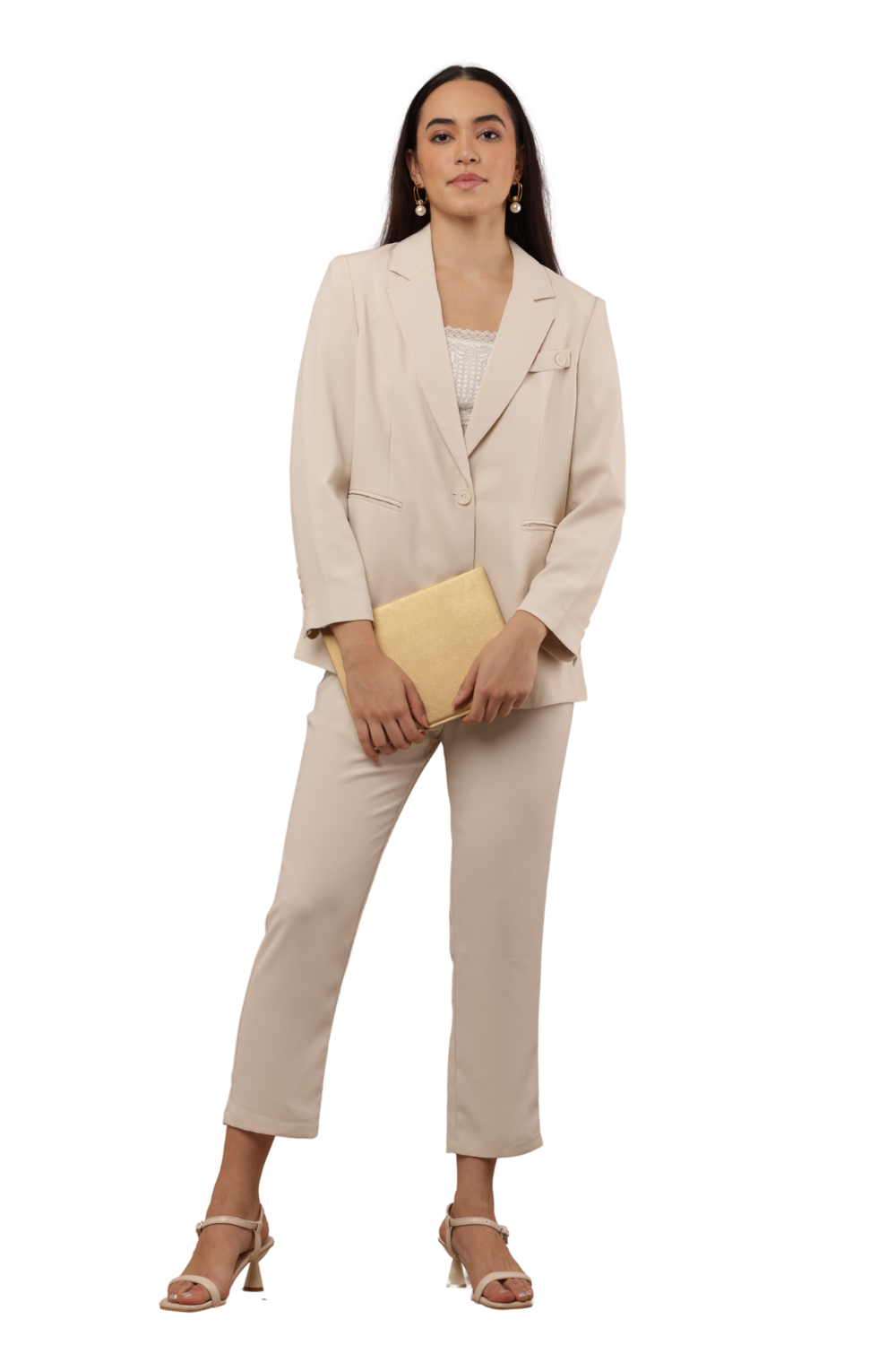 Striped Korean Co-ord Blazer & Pants Set for Women