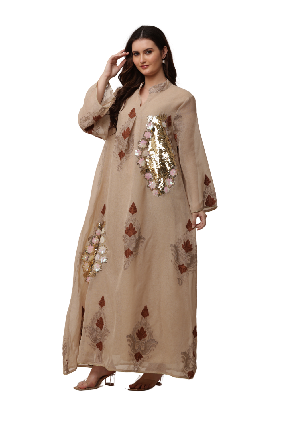 Elegant Embroidered Korean Kaftan Free Size | Modern Korean Fashion Style