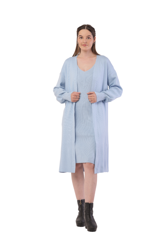 Korean-Inspired Knit Cardigan & Dress Set – Chic & Cozy Fashion