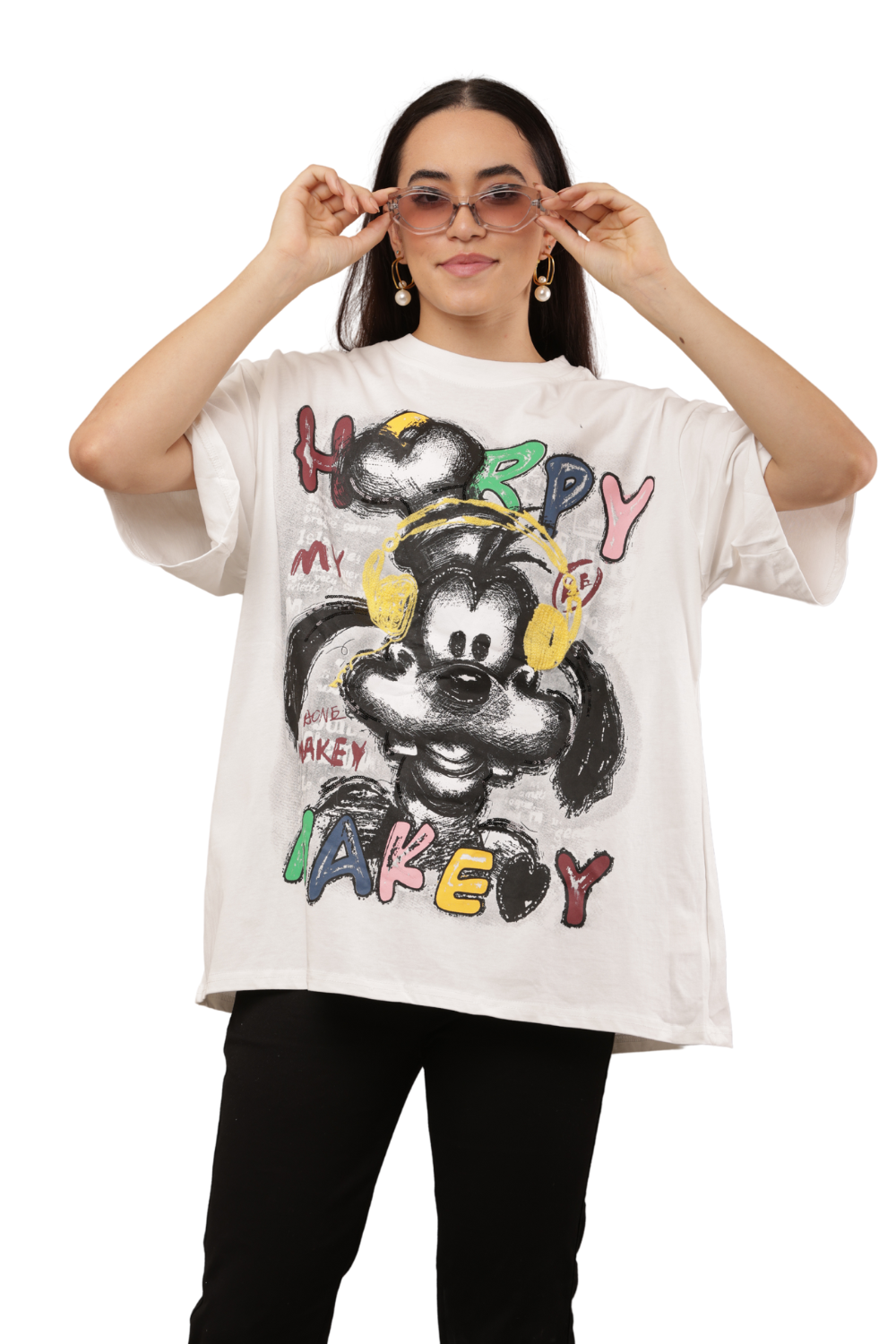 Oversized Cartoon Print Korean T-Shirt Free Size – Trendy Korean Clothes & Fashion