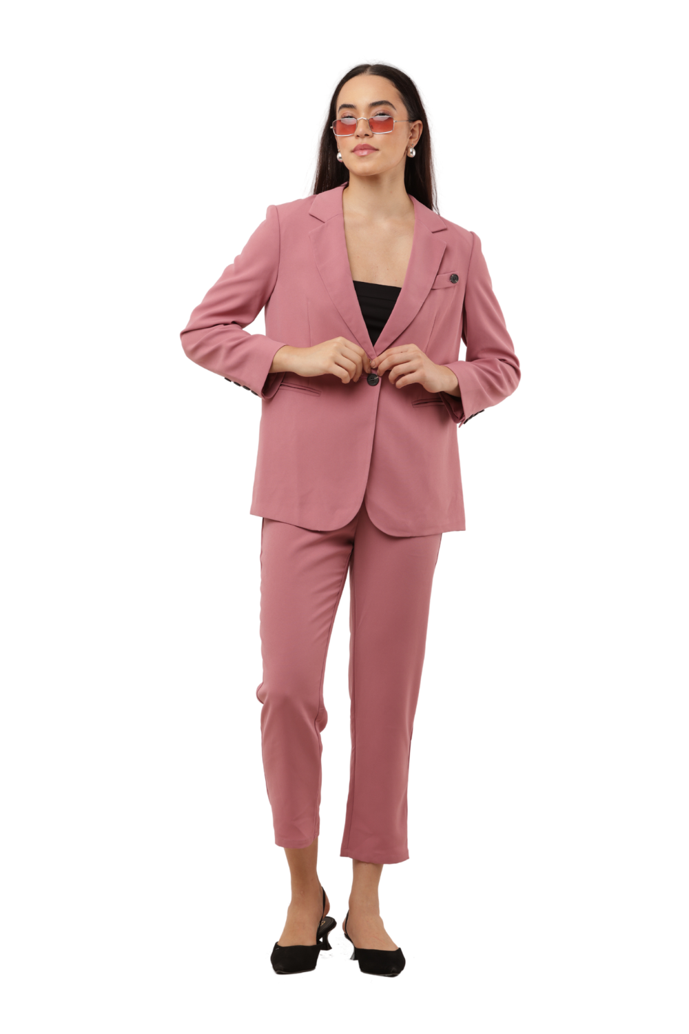 Striped Korean Co-ord Blazer & Pants Set for Women