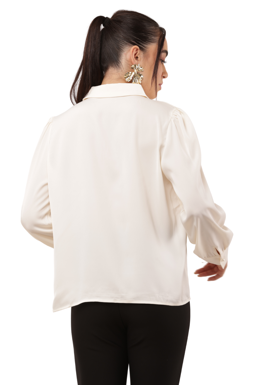 Elegant Korean Silk Chiffon Shirt with V-Collar Neck