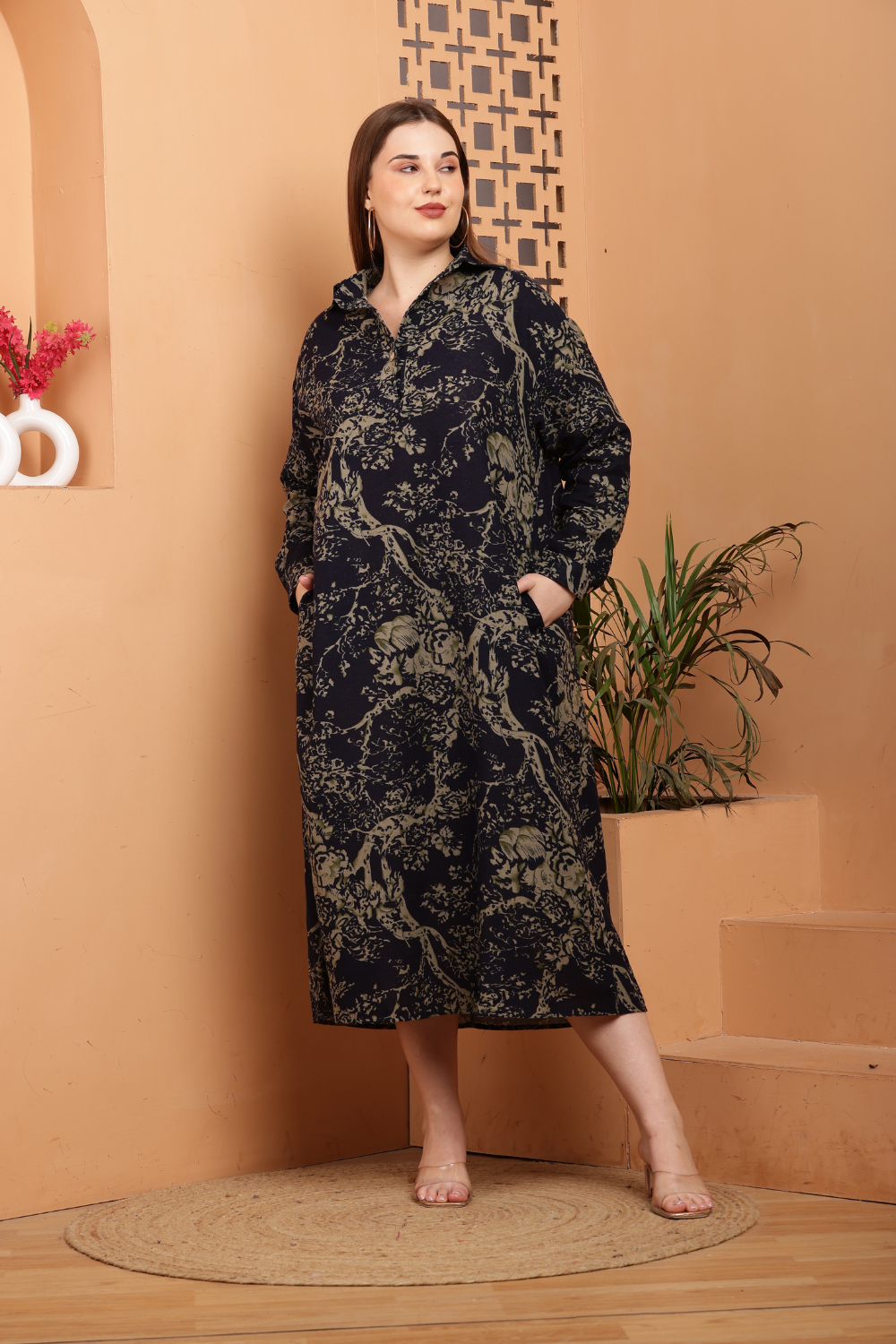 Elegant Korean Fashion Maxi Dress Trendy Printed Dress for Women Morus Alba Elegant Korean Fashion Maxi Dress Trendy Printed Dress for Women Morus Alba