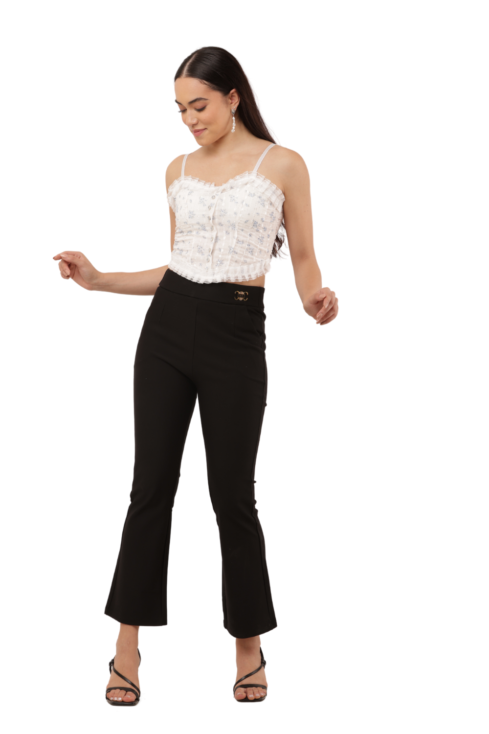 Floral Lace Trim Buttoned Crop Top Free Size – Korean Fashion Inspired