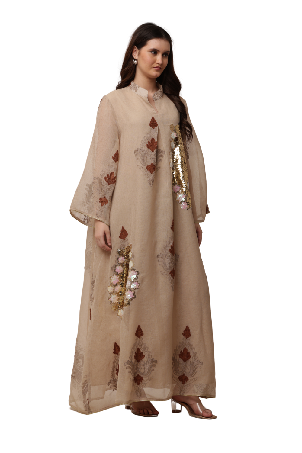 Elegant Embroidered Korean Kaftan Free Size | Modern Korean Fashion Style