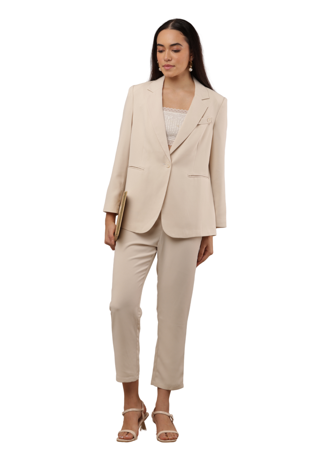 Striped Korean Co-ord Blazer & Pants Set for Women
