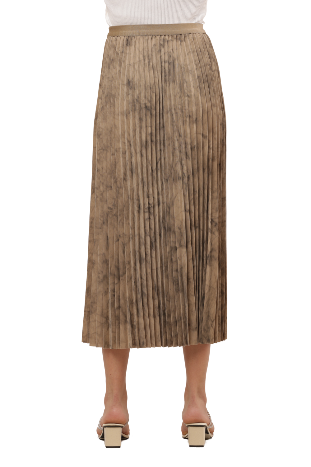 Korean Style Pleated Midi Skirt Free Size for Women – Elegant Tie-Dye Look