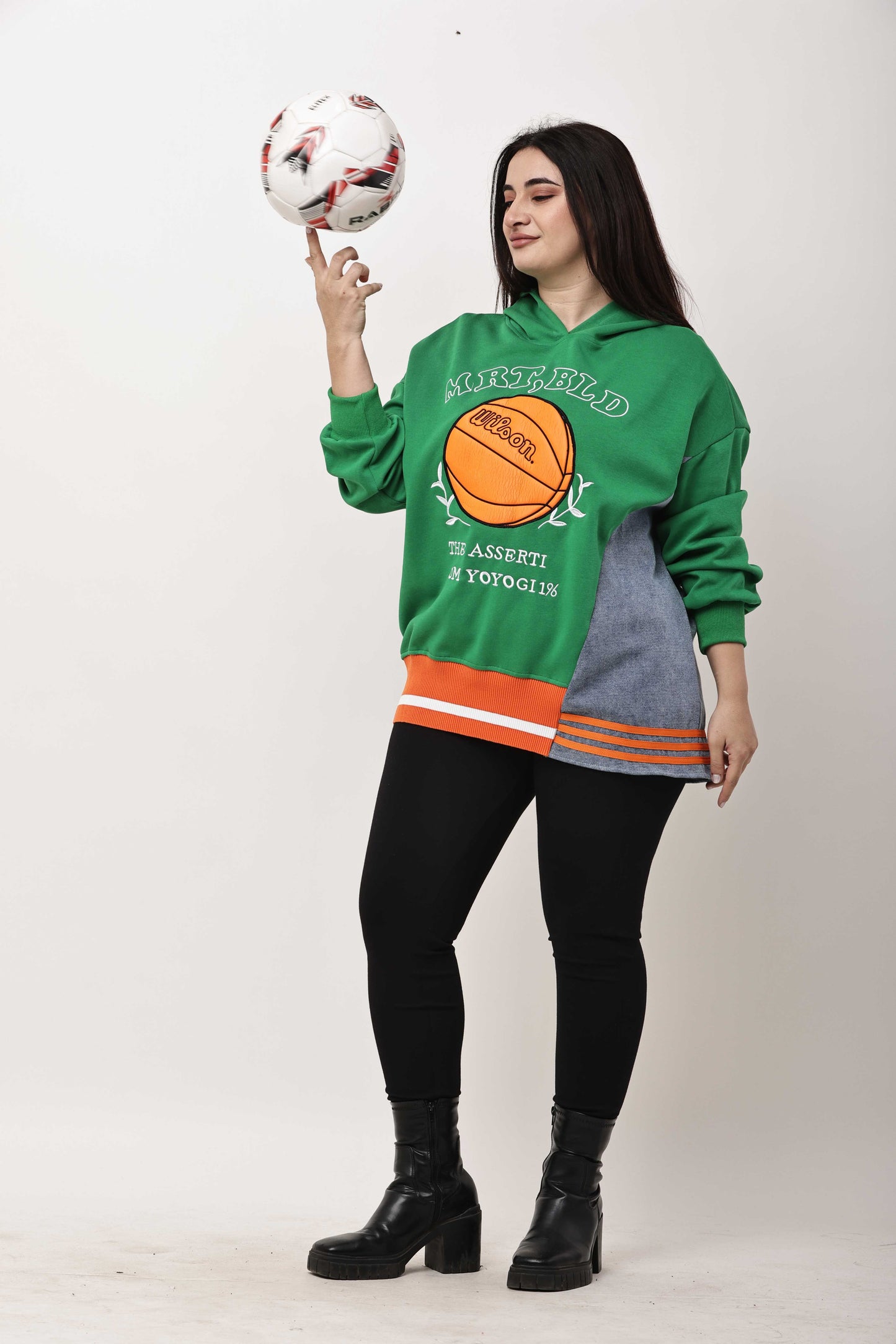 Korean Streetwear Graphic Hoodie for Women | Oversized Sports Print Sweatshirt