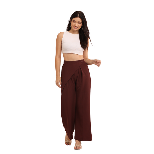 Stylish Asymmetric Wrap Palazzo Pants – Comfortable & Chic Fashion