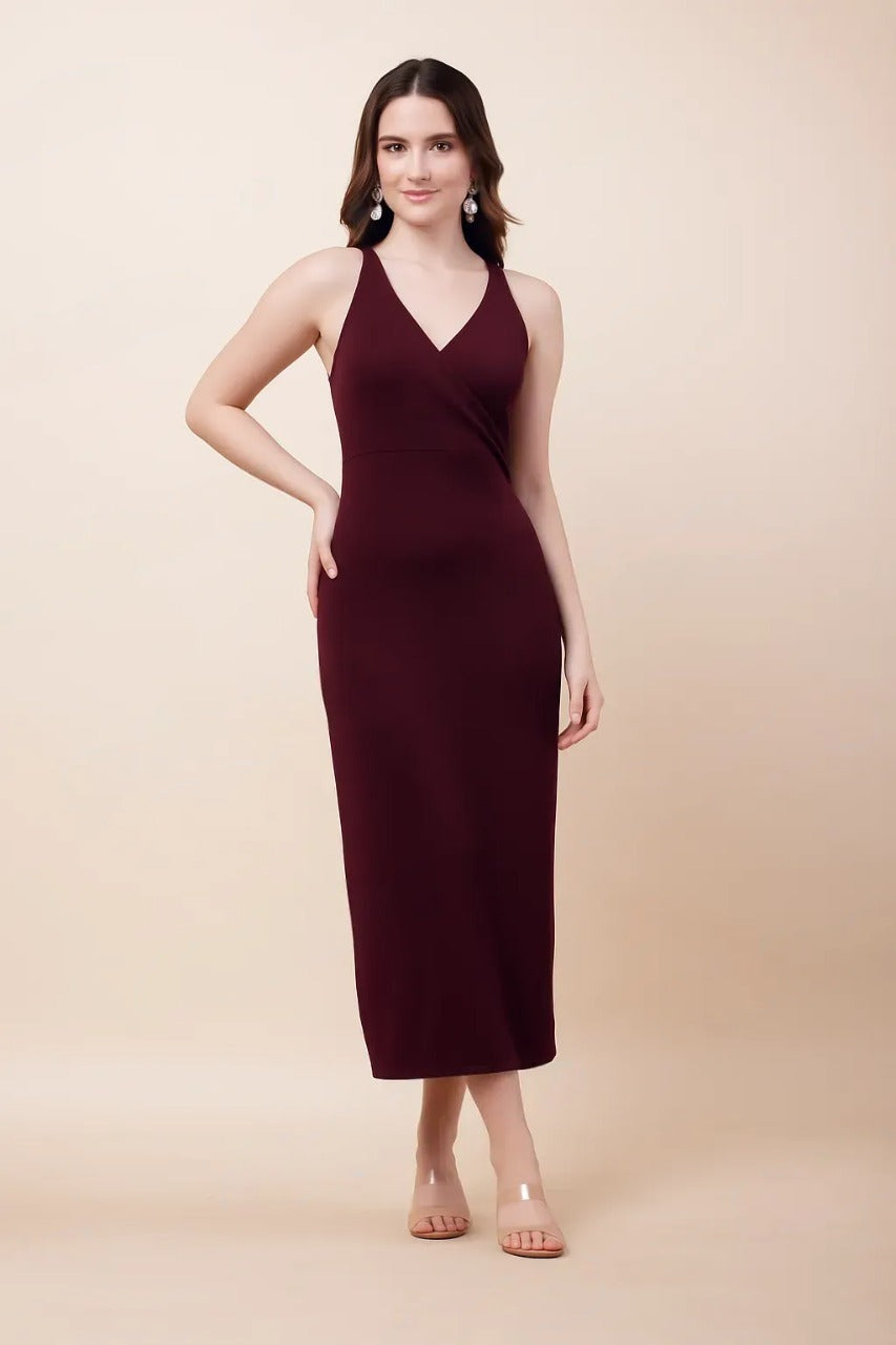 Elegant Korean Bodycon Dress – Criss-Cross Back Free Size | Korean Fashion Staple