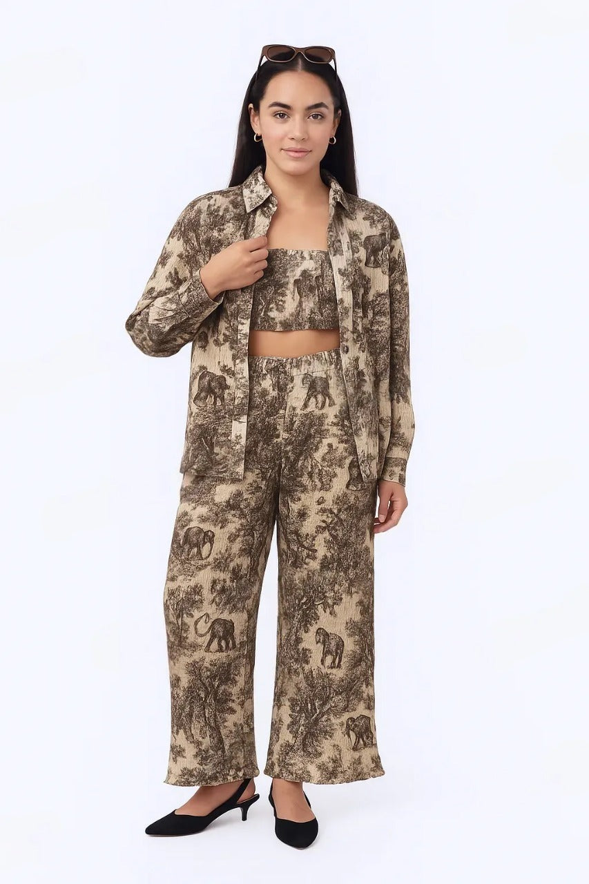 Print Wide-Leg Co-ord Pants – Korean Fashion Statement