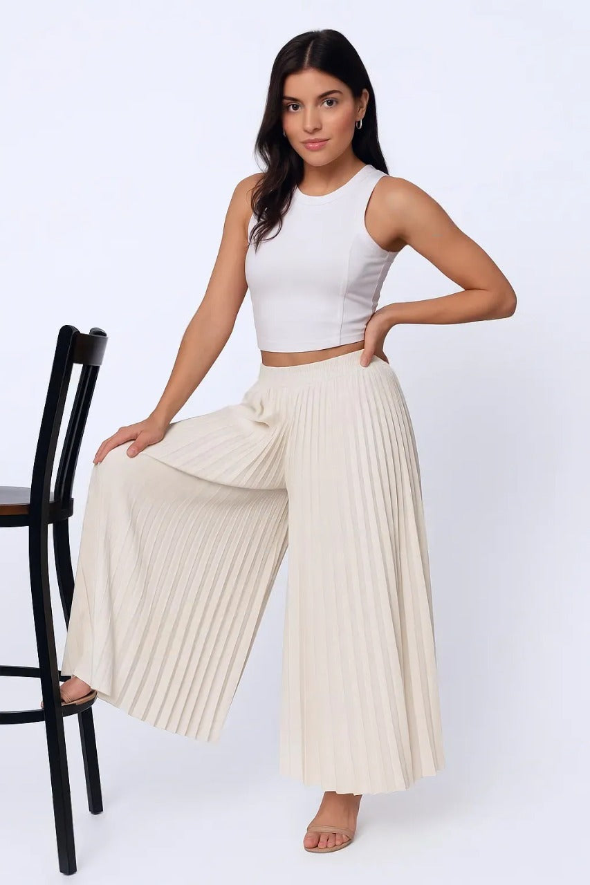 Korean Fashion Pleated Wide-Leg Free Size Palazzo Pants for Women