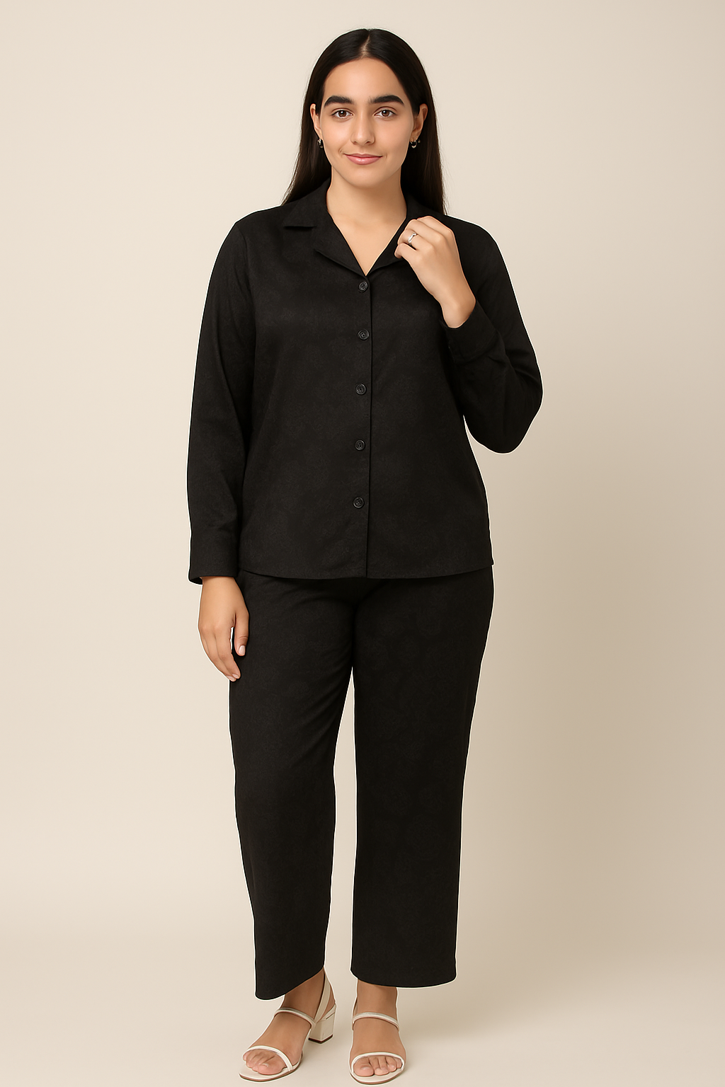 Elegant Satin Paisley Shirt and Trouser Co-ord Set