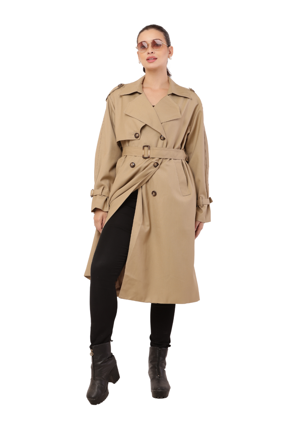 Korean-style Double-Breasted Trench Coat for Women- Classic and Stylish Outwear