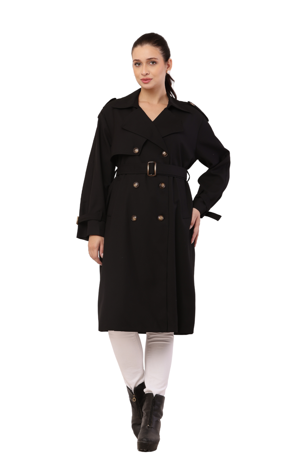 Korean-style Double-Breasted Trench Coat for Women- Classic and Stylish Outwear