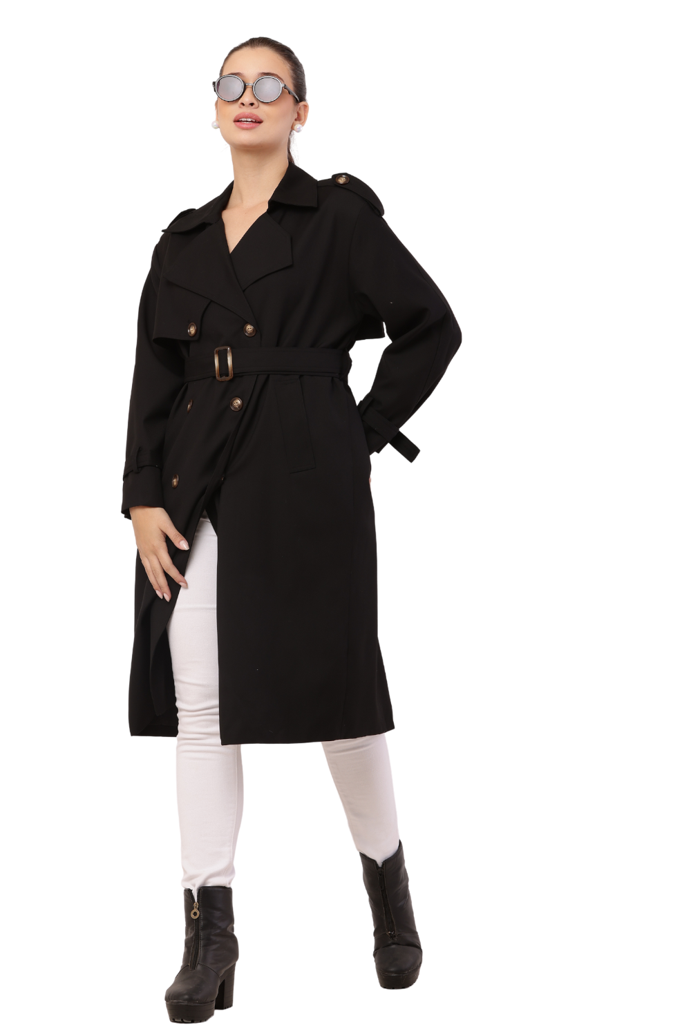 Korean-style Double-Breasted Trench Coat for Women- Classic and Stylish Outwear