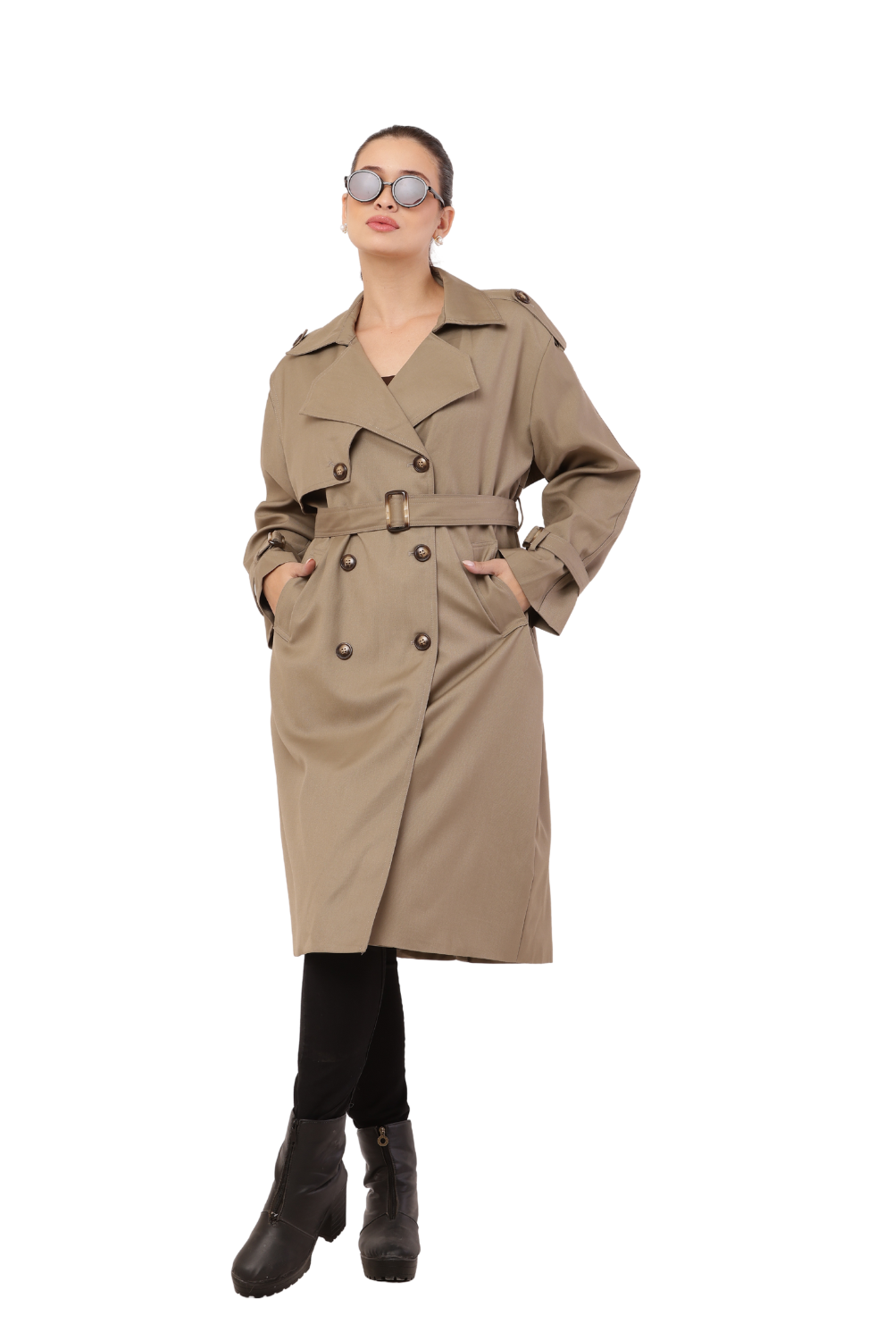 Korean-style Double-Breasted Trench Coat for Women- Classic and Stylish Outwear