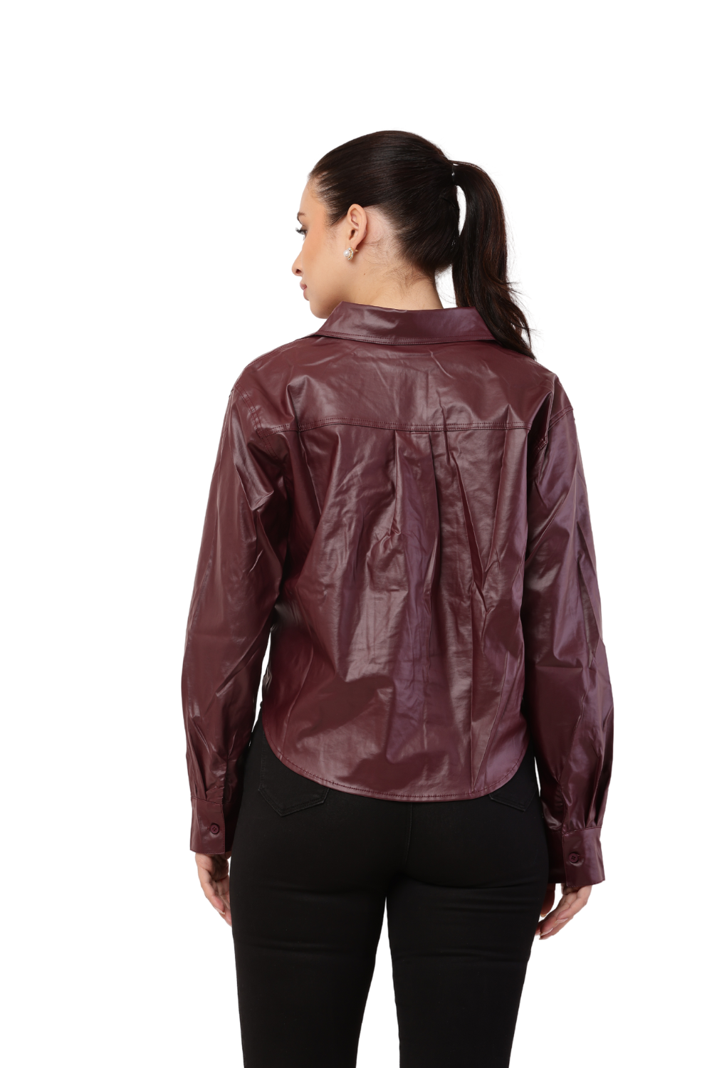 Faux leather Crop Shirt with Spaghetti Straps