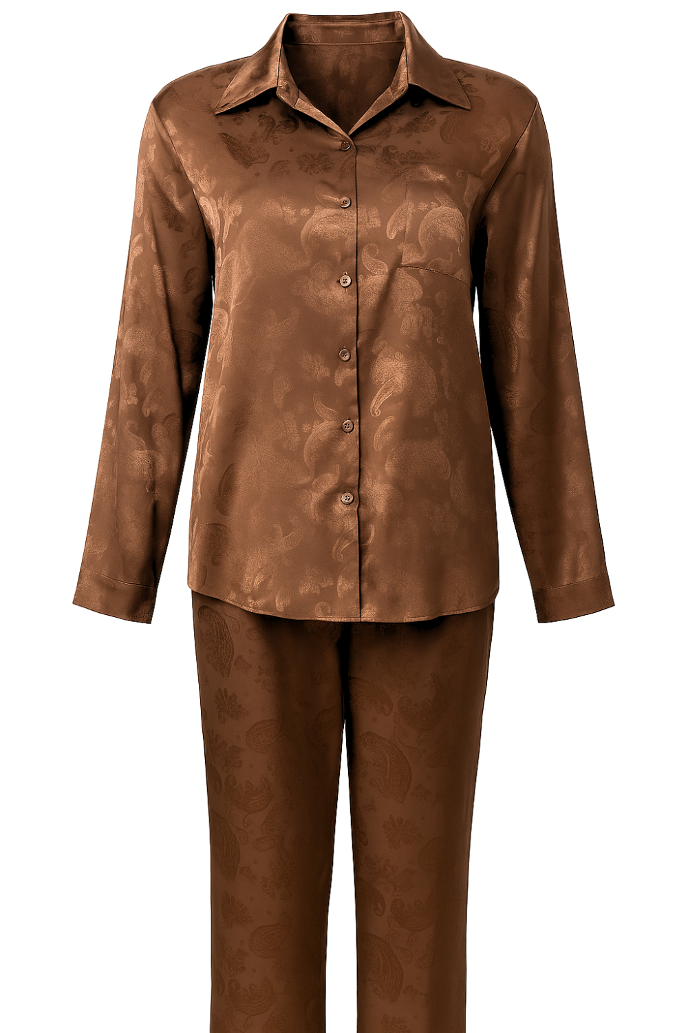 Elegant Satin Paisley Shirt and Trouser Co-ord Set