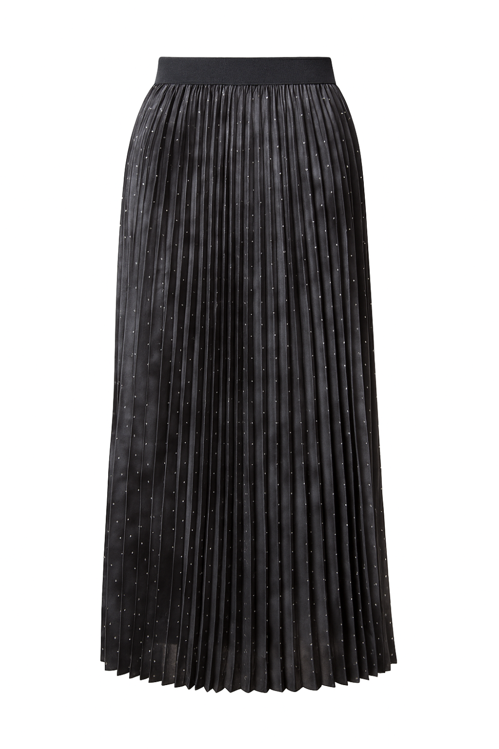 Pleated Midi Skirt with Glitter Detailing – Korean Fashion Style