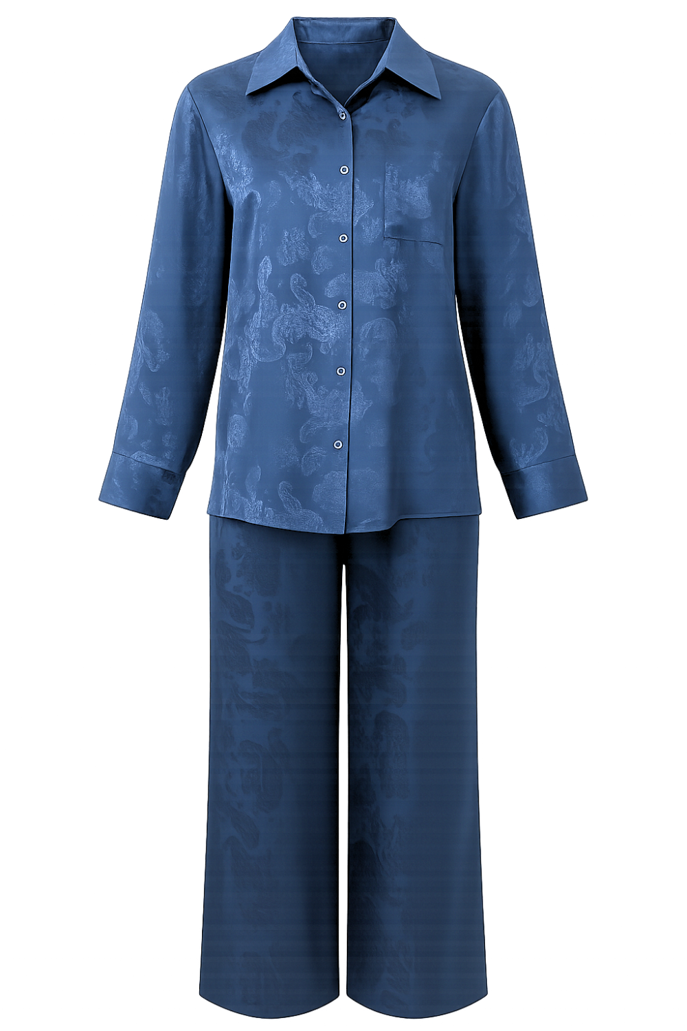 Elegant Satin Paisley Shirt and Trouser Co-ord Set