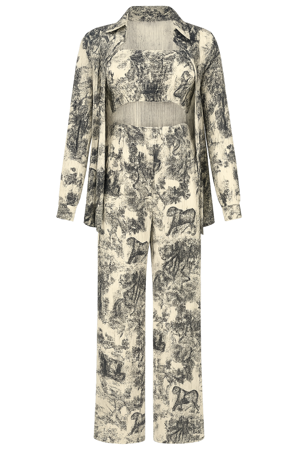 Print Wide-Leg Co-ord Pants – Korean Fashion Statement