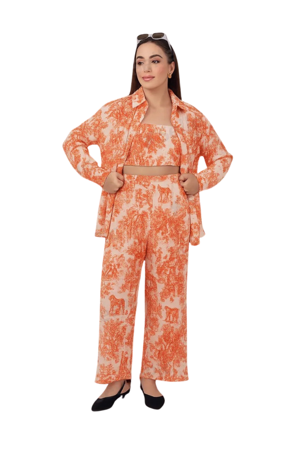 Print Wide-Leg Co-ord Pants – Korean Fashion Statement