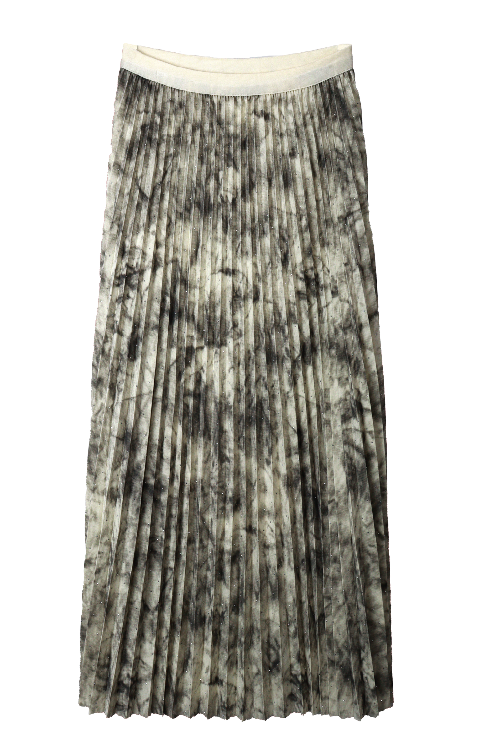 Pleated Midi Skirt with Glitter Detailing – Korean Fashion Style