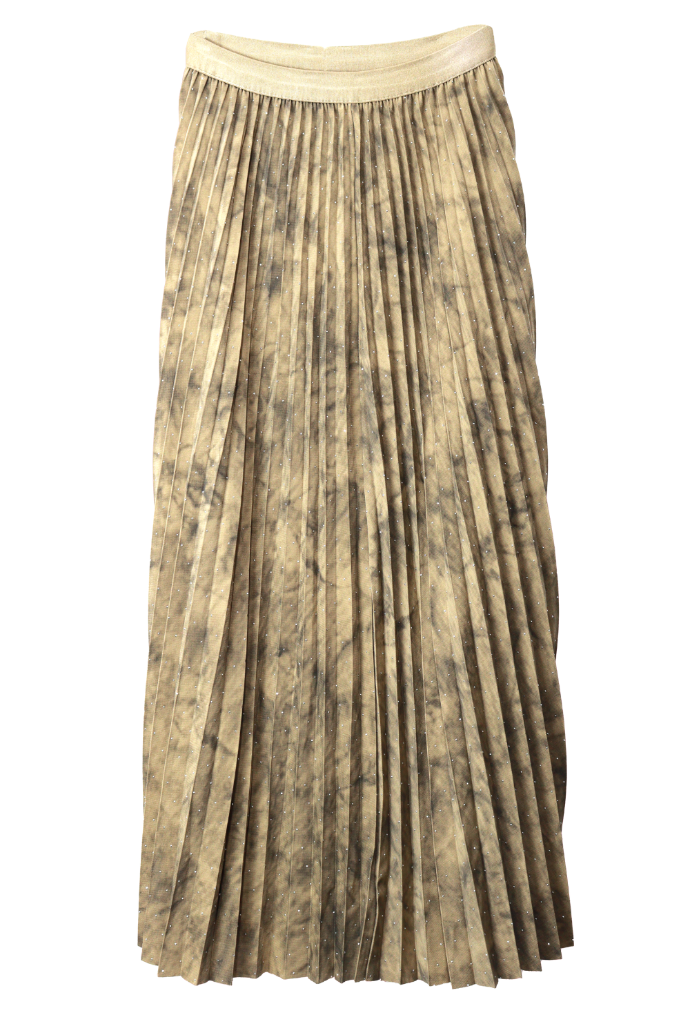 Pleated Midi Skirt with Glitter Detailing – Korean Fashion Style
