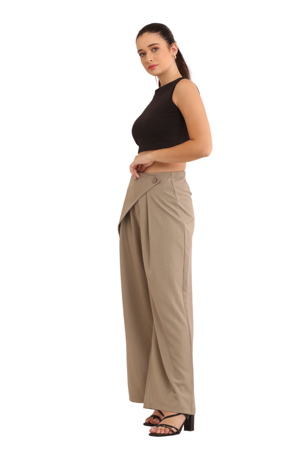 Stylish Asymmetric Wrap Palazzo Pants – Comfortable & Chic Fashion