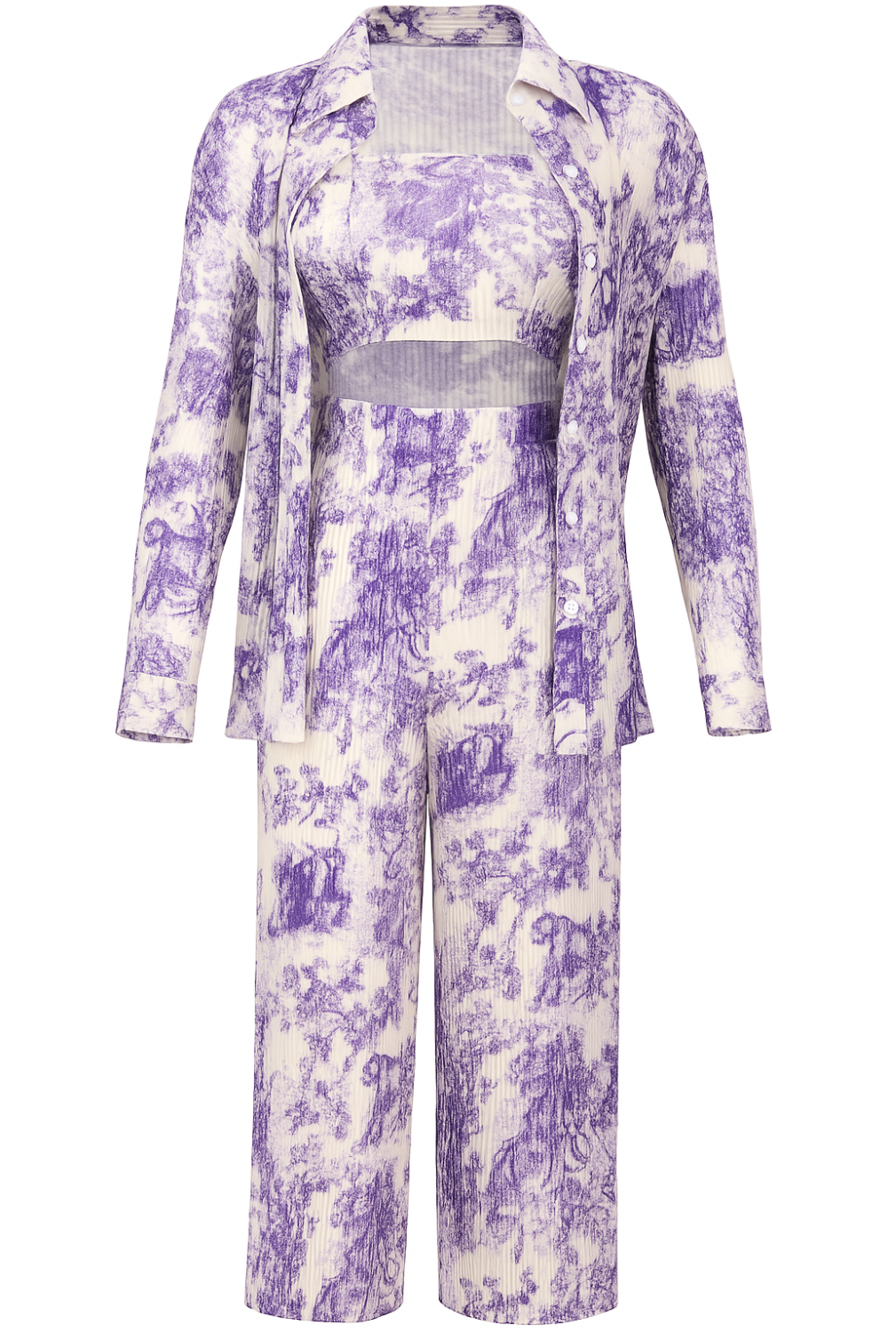 Print Wide-Leg Co-ord Pants – Korean Fashion Statement