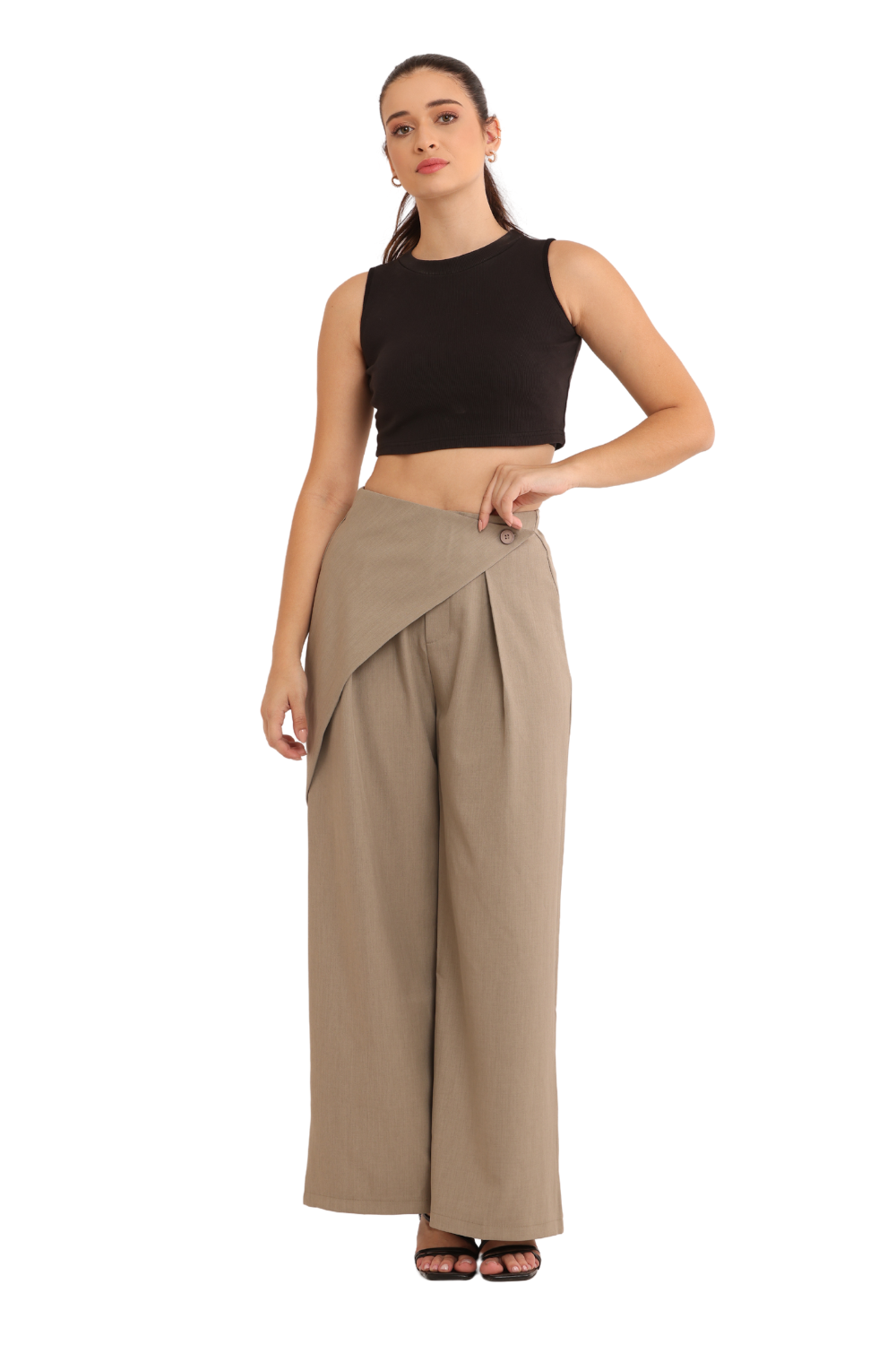 Stylish Asymmetric Wrap Palazzo Pants – Comfortable & Chic Fashion
