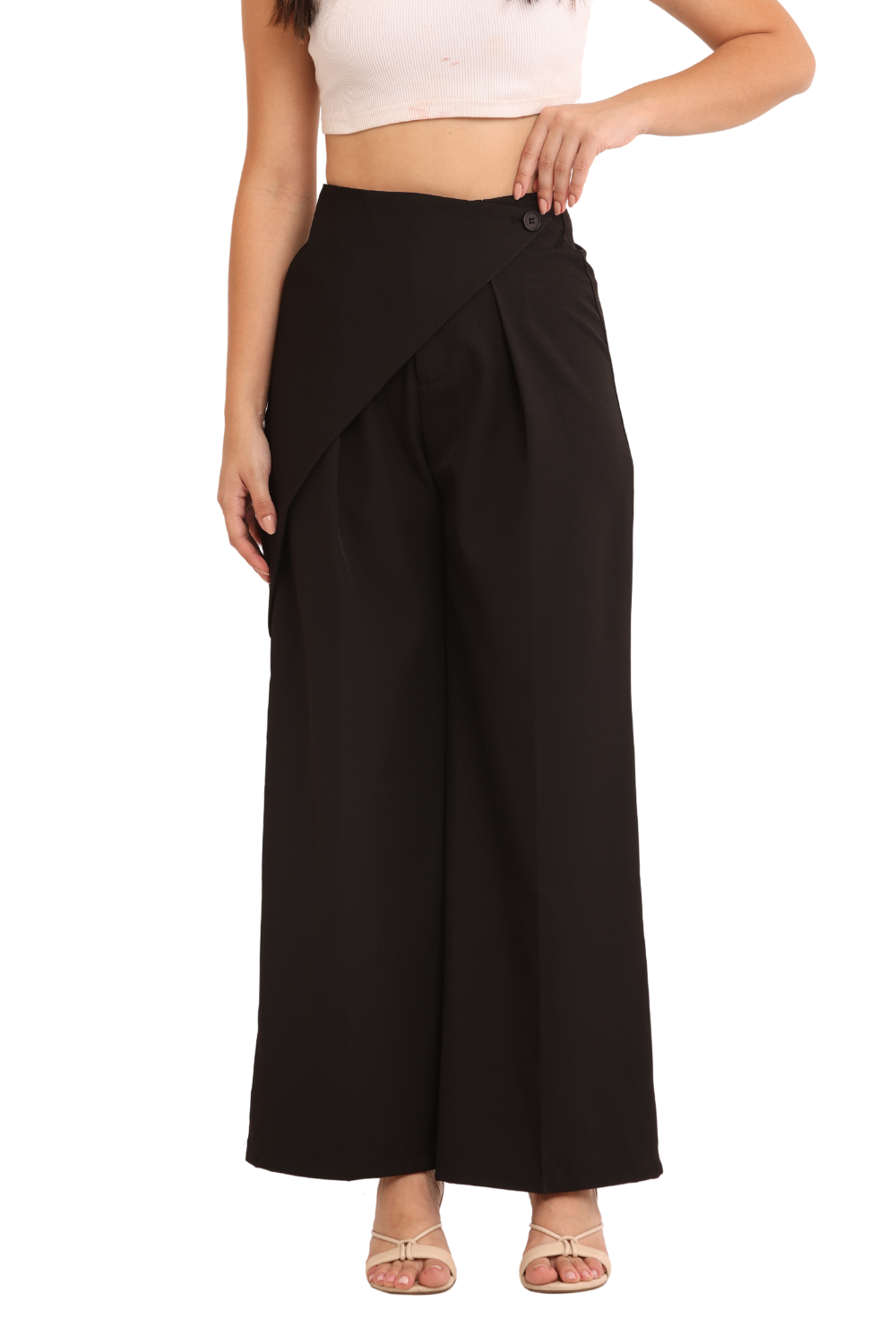 Stylish Asymmetric Wrap Palazzo Pants – Comfortable & Chic Fashion