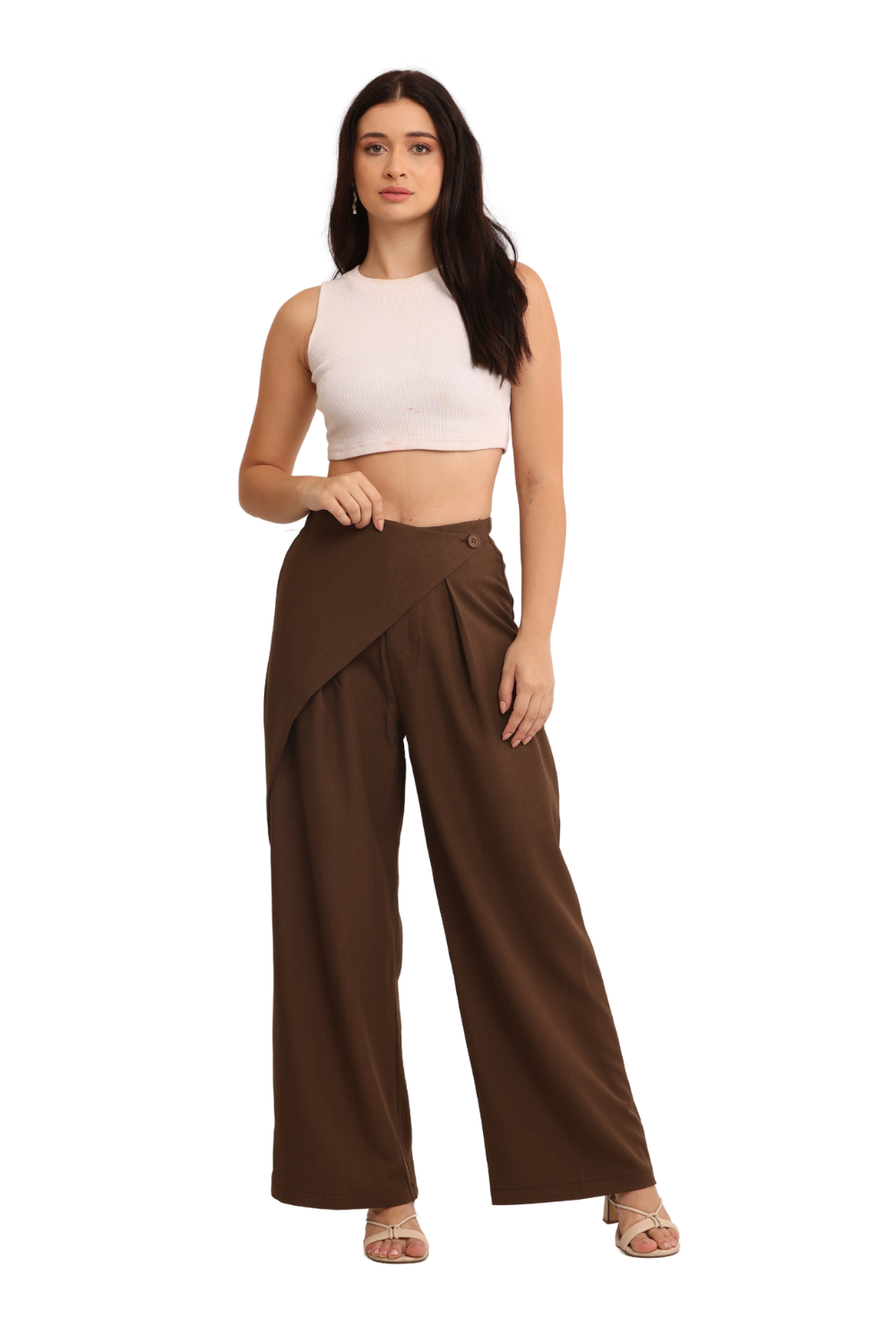 Stylish Asymmetric Wrap Palazzo Pants – Comfortable & Chic Fashion