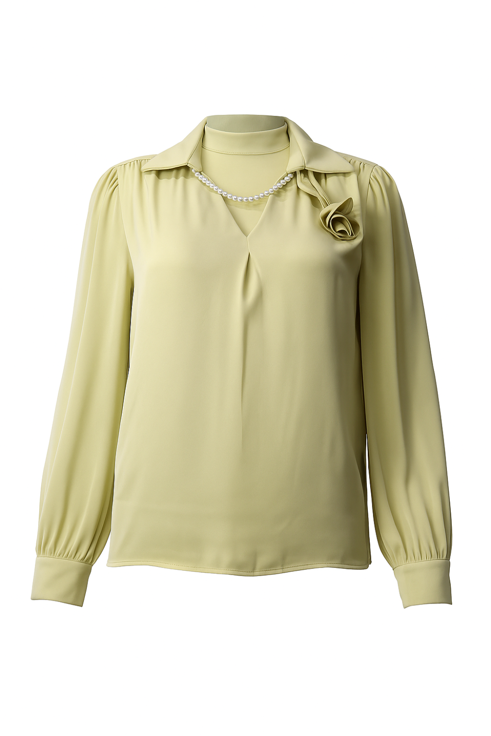 Elegant Korean Silk Chiffon Shirt with V-Collar Neck