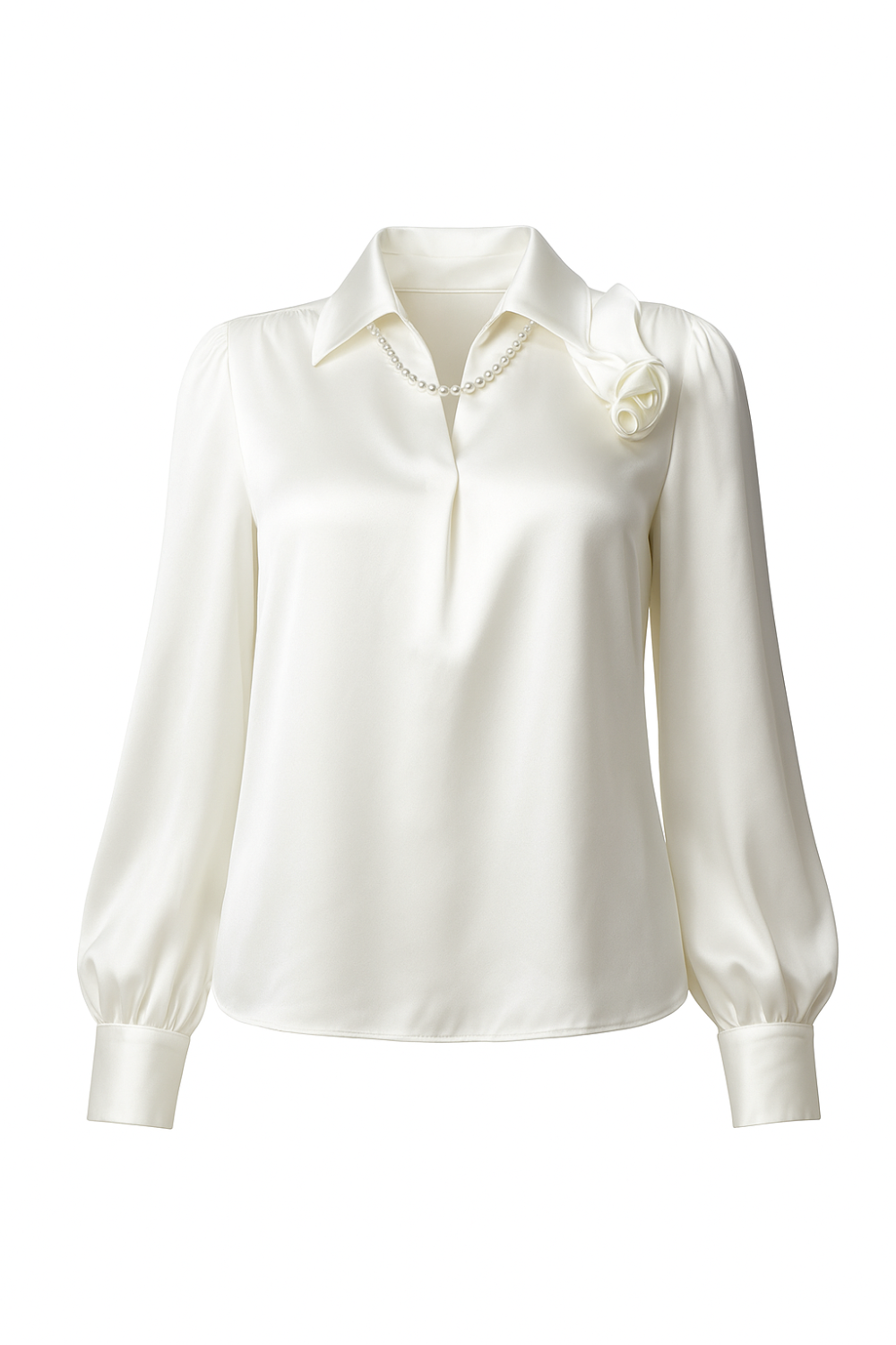Elegant Korean Silk Chiffon Shirt with V-Collar Neck