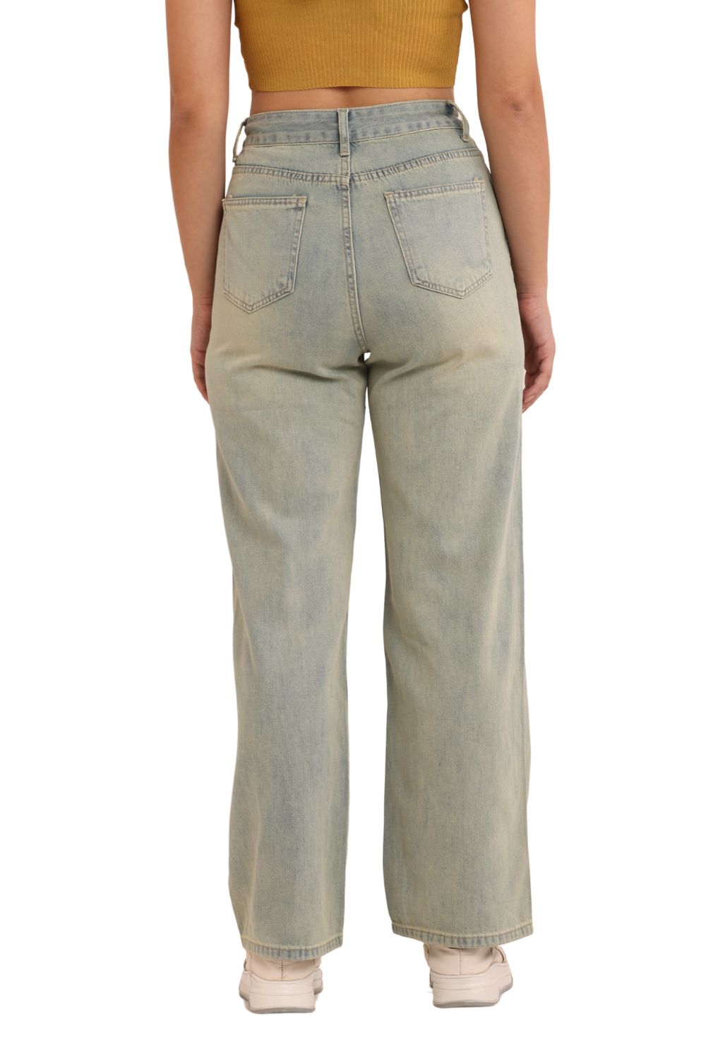 Classic High-Waist Straight-Leg Jeans in Vintage Blue